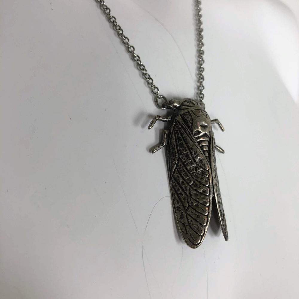 Cicada Bug Necklace Silver Pendant Boho Boyhood - Picture 8 of 8